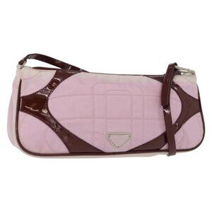 PRADA Shoulder Bag Nylon Pink Silver Auth 156460